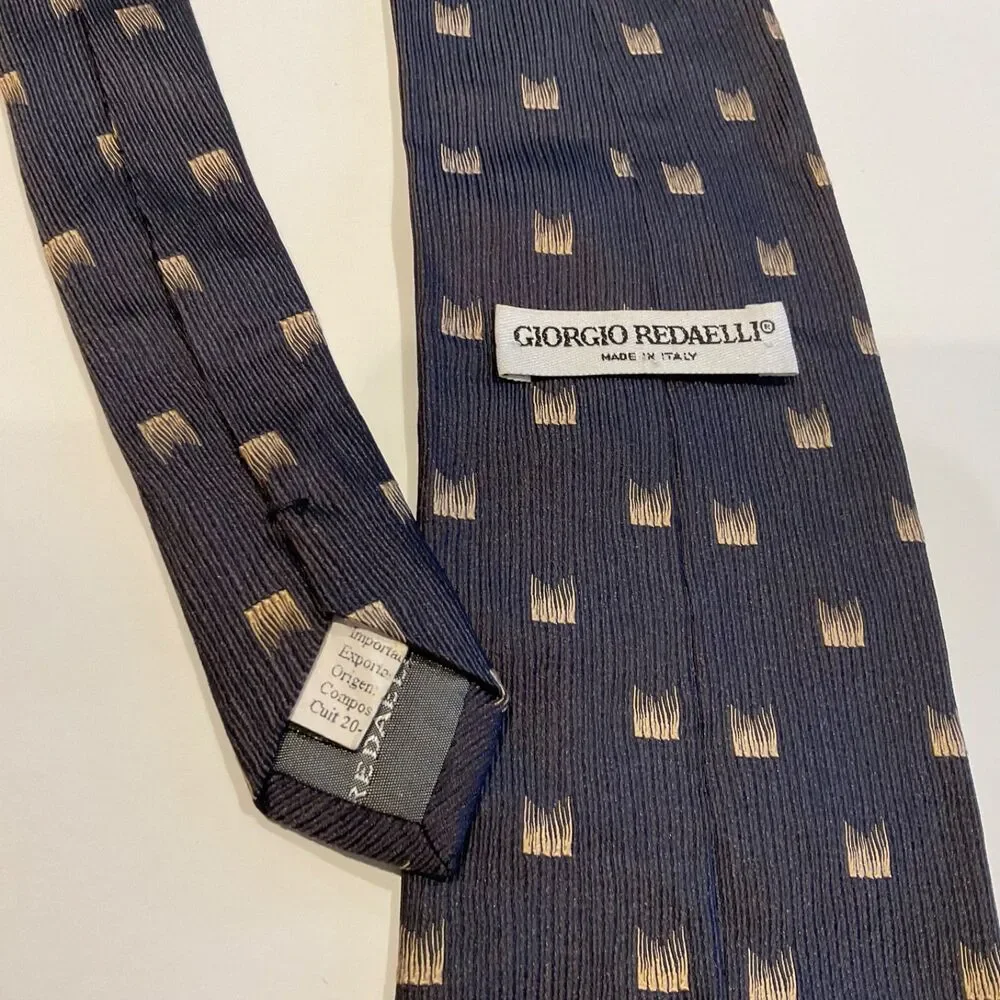 Giorgio Redaelli silk Neck Tie Men's Luxury Silk Classic Italy Blue geometric